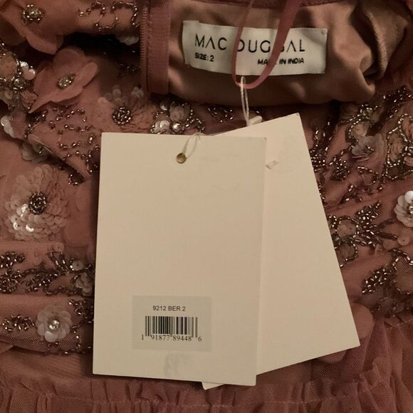 NWT Mac Duggal Embellished Illusion Cap Sleeve Column Gown Pink 2 - Picture 13 of 13